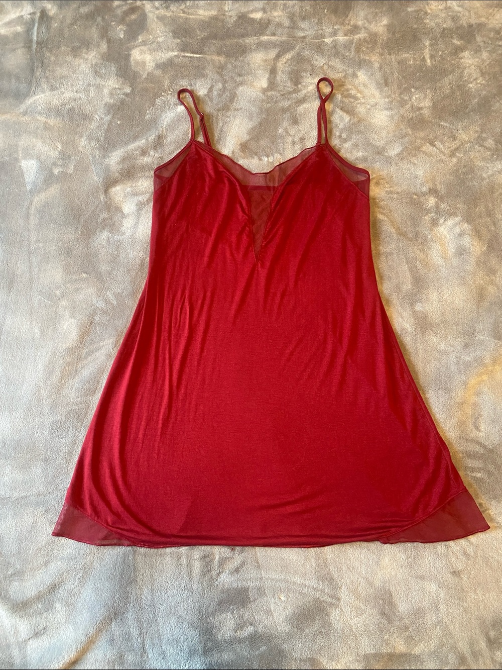 Victoria's Secret Red Mesh-Trim Slip